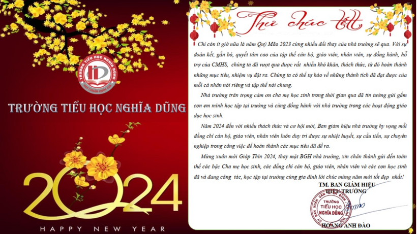 A red and white card with text and flowers

Description automatically generated