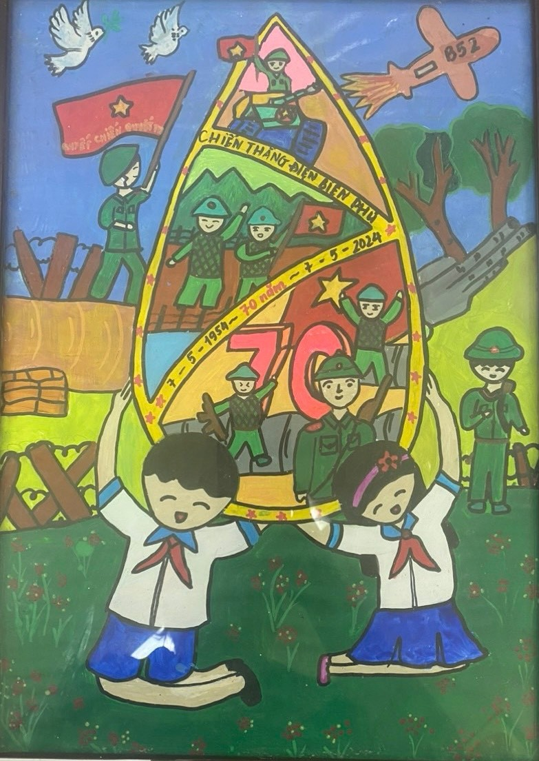 A painting of children holding an egg

Description automatically generated